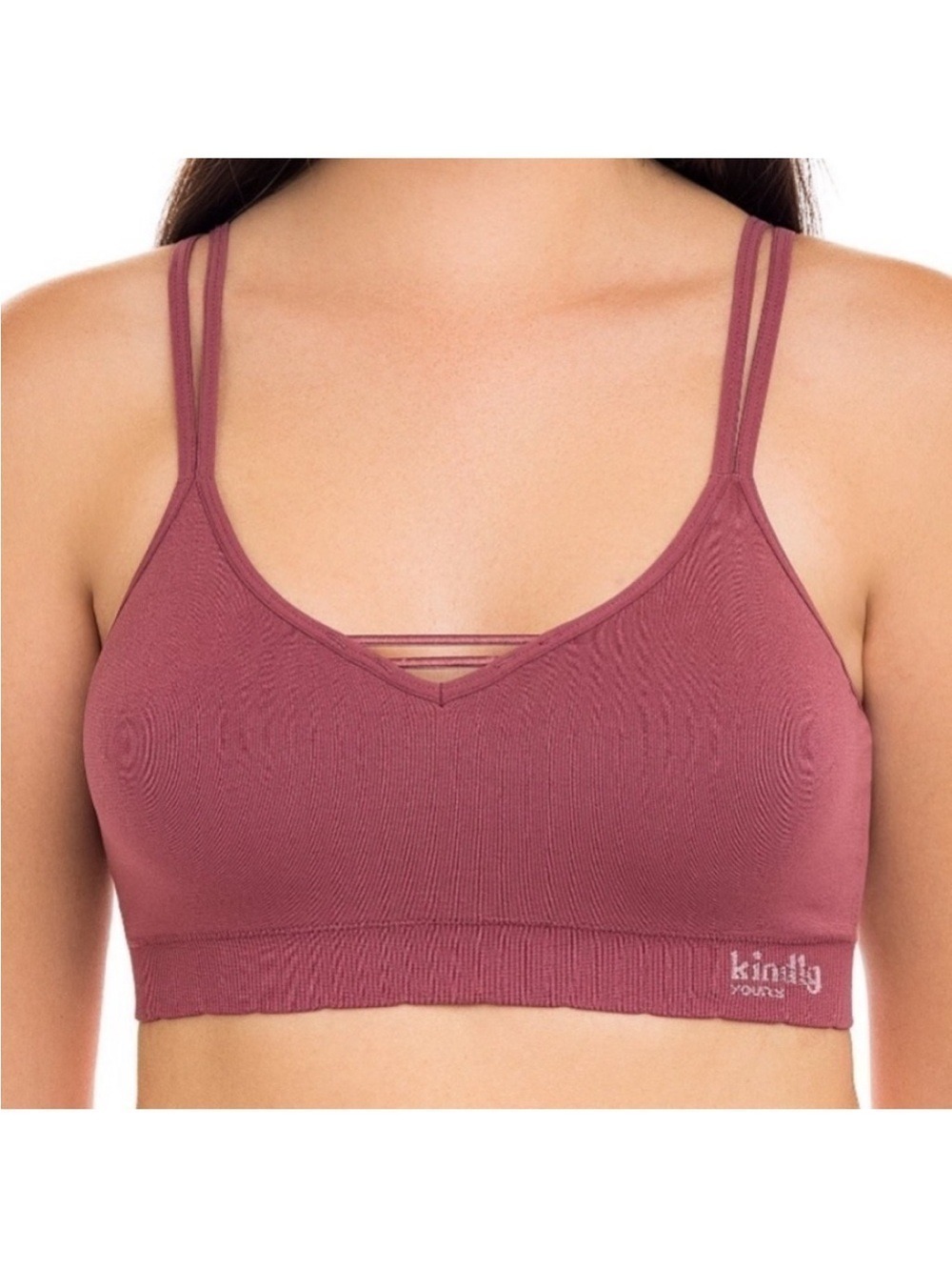 Kindly Yours caged v-neck seamless mauve seamless bralette size large